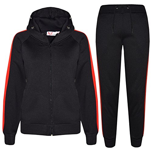 A2Z 4 Kids Kinder Mädchen Jungen Traininganzug Designer Plain Kontrast - T.S 102 Black Red 9-10 von A2Z 4 Kids