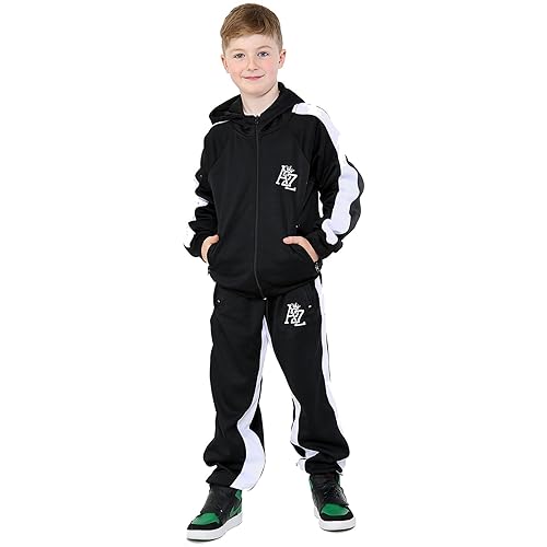 A2Z 4 Kids Kinder Mädchen Jungen Trainingsanzug Designer Bestickt Kontrast - T.S A2Z 701 Black 7-8 von A2Z 4 Kids