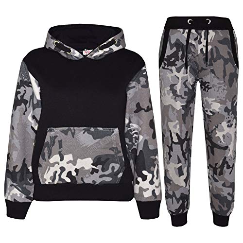 A2Z 4 Kids Kinder Mädchen Jungen Trainingsanzug Designer Camouflage Kontrast Panel - T.S Camo 604 Charcoal Black-13 von A2Z 4 Kids