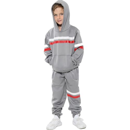 A2Z 4 Kids Kinder Mädchen Jungen Trainingsanzug Designer Rot & Weiß Streifen Kontrast - T.S Plain 103 Steel Grey 7-8 von A2Z 4 Kids