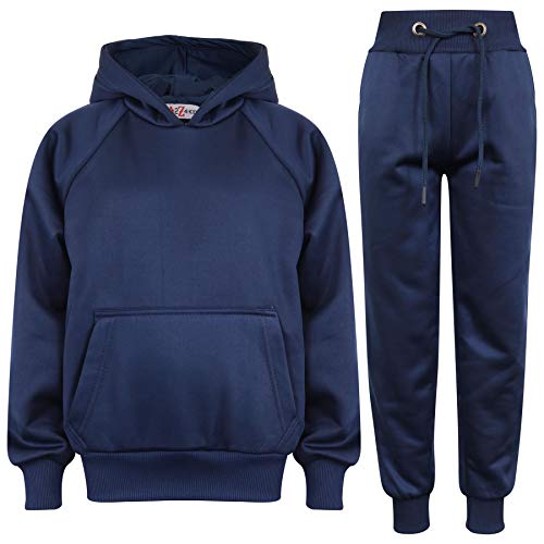 A2Z 4 Kids Kinder Mädchen Jungen Unisex Plain Trainingsanzug Kapuzen - T.S Plain 110 Navy 11-12 von A2Z 4 Kids