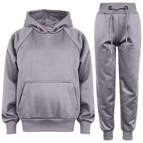 A2Z 4 Kids Kinder Mädchen Jungen Unisex Plain Trainingsanzug Kapuzen - T.S Plain 110 Steel Grey 11-12 von A2Z 4 Kids