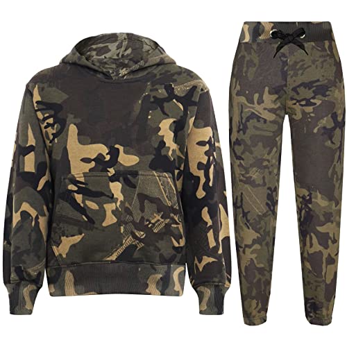 A2Z 4 Kids Kinder Mädchen Jungen Unisex Plain Trainingsanzug - T.S Plain 105 Camo Green 3-4 von A2Z 4 Kids