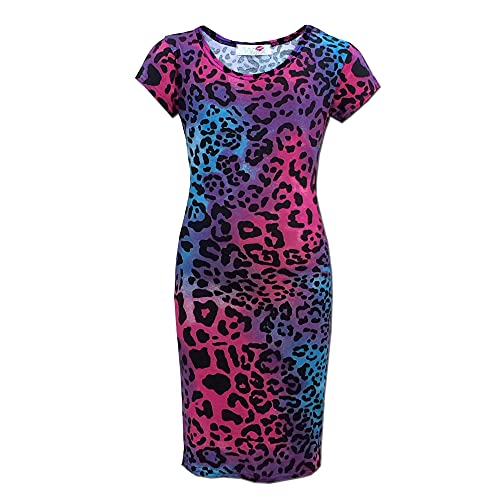 A2Z 4 Kids Kinder Mädchen Midi Kleid Multi Leopard - Multi Leopard Print Midi Dress 7-8 von a2z4kids