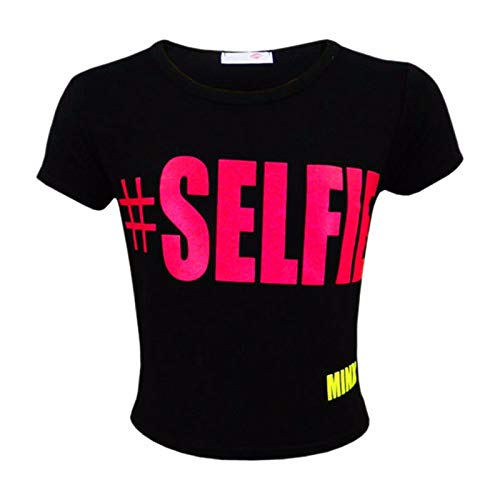 A2Z 4 Kids Kinder Mädchen Neu Jahreszeit # Selfie Gedruckt - #Selfie Crop Top Black 13 von A2Z 4 Kids