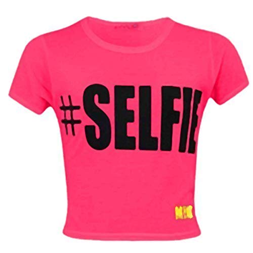 A2Z 4 Kids Kinder Mädchen Neu Jahreszeit # Selfie Gedruckt - #Selfie Crop Top Neon Pink 7-8 von A2Z 4 Kids