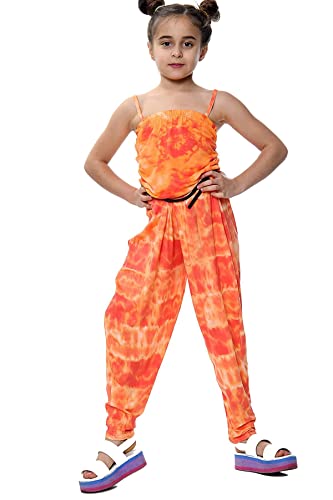 A2Z 4 Kids Kinder Mädchen Overall Grau Tie Dye Aufdruck - Tie Dye 250 Jumpsuit Orange 7-8 von A2Z 4 Kids