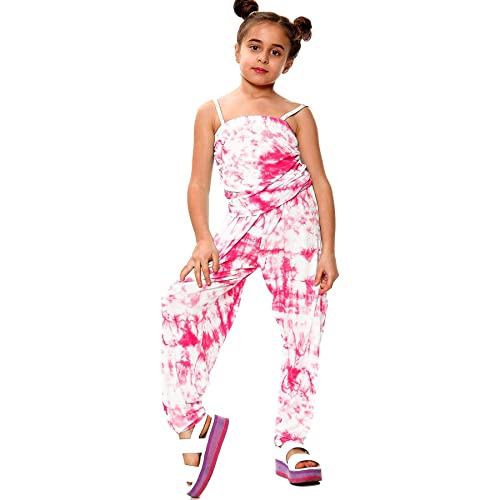 A2Z 4 Kids Kinder Mädchen Overall Grau Tie Dye Aufdruck - Tie Dye 250 Jumpsuit Pink 7-8 von A2Z 4 Kids