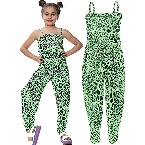 A2Z 4 Kids Kinder Mädchen Overall Leopard Aufdruck - Leopard 260 Jumpsuit Neon Green 9-10 von A2Z 4 Kids