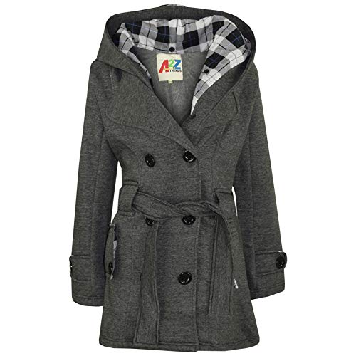 A2Z 4 Kids Kinder Mädchen Parka Jacke Mit Kapuze Dunkelgrau Graben Mantel Wolle Mischung - Jacket 007 Charcoal._11-12 von A2Z 4 Kids