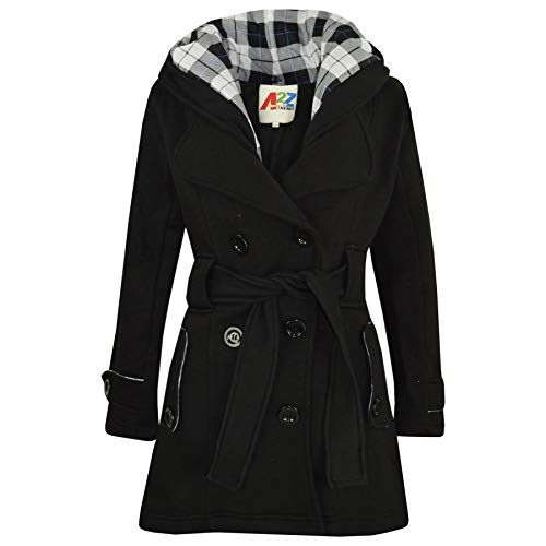 A2Z 4 Kids Kinder Mädchen Parka Jacke Mit Kapuze Graben Mantel Mode Wolle Mischung - Jacket 007 Black 13 von A2Z 4 Kids