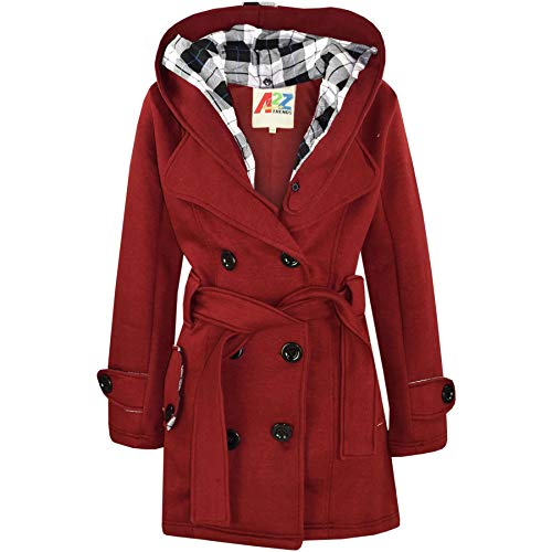 A2Z 4 Kids Mädchen Parka Jacke Kapuze Trenchcoat Mode Wolle - Jacket 007 Wine 11-12 von A2Z 4 Kids