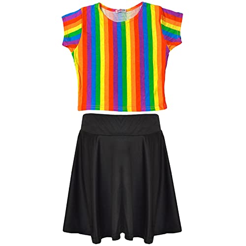 A2Z 4 Kids Kinder Mädchen Regenbogen Aufdruck Skater Rock Ballett Tanz Tutu - Rainbow Crop Skirt Set 9-10 von A2Z 4 Kids