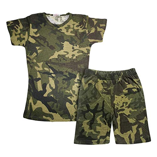 A2Z 4 Kids Kinder Mädchen Shorts Set 100% Baumwolle Camo Grün Camouflage - Shorts Set 486 Camo Green._5-6 von A2Z 4 Kids