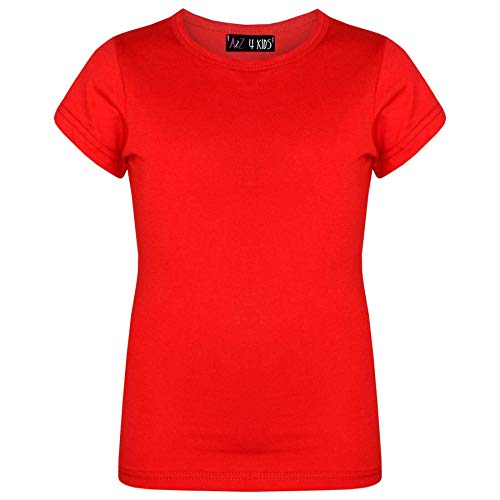 A2Z 4 Kids Kinder Mädchen T Shirts 100% Baumwolle Schlicht - Girls T Shirt Red 9-10 von A2Z 4 Kids