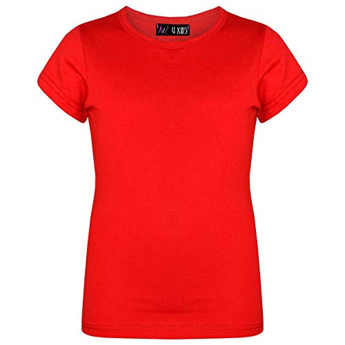 A2Z 4 Kids Kinder Mädchen T Shirts 100% Baumwolle Schlicht - Girls T Shirt Red 11-12 von A2Z 4 Kids