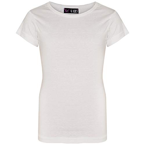 A2Z 4 Kids Kinder Mädchen T Shirts 100% Baumwolle Schlicht - Girls T Shirt White 9-10 von A2Z 4 Kids