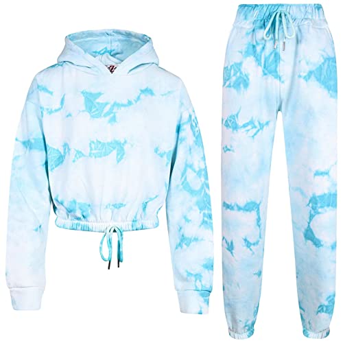 A2Z 4 Kids Kinder Mädchen Tie Dye Trainingsanzug Mit Crop Kapuzepullover - T.S 320 Tie Dye Blue 13 von A2Z 4 Kids
