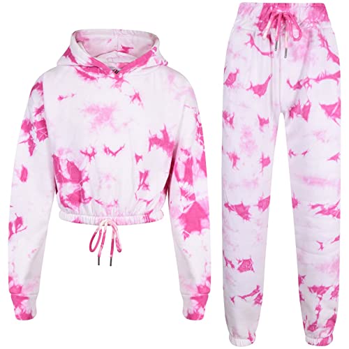 A2Z 4 Kids Kinder Mädchen Tie Dye Trainingsanzug Mit Crop Kapuzepullover - T.S 320 Tie Dye Pink 11-12 von A2Z 4 Kids