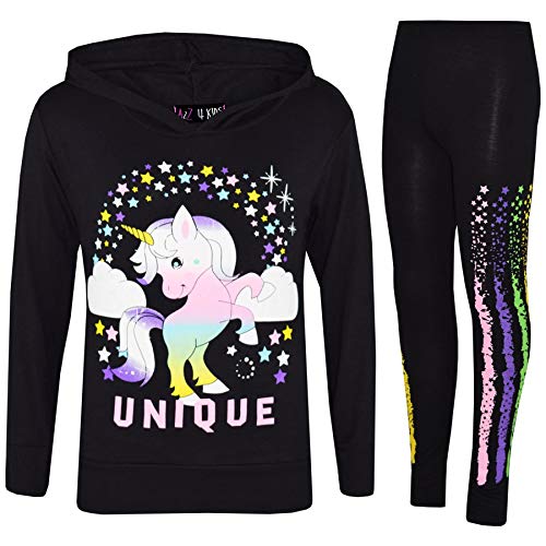 A2Z 4 Kids Kinder Mädchen Trainingsanzug Designer Dabbing - Unicorn Hooded Set 228 Black 11-12 von A2Z 4 Kids