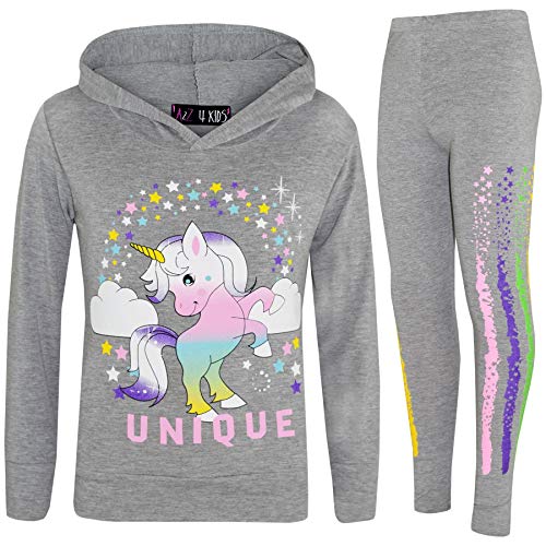 A2Z 4 Kids Kinder Mädchen Trainingsanzug Designer Dabbing - Unicorn Hooded Set 228 Grey 9-10 von A2Z 4 Kids