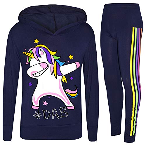 A2Z 4 Kids Kinder Mädchen Trainingsanzug Designer Regenbogen - Unicorn Hooded Set 227 Navy 11-12 von A2Z 4 Kids