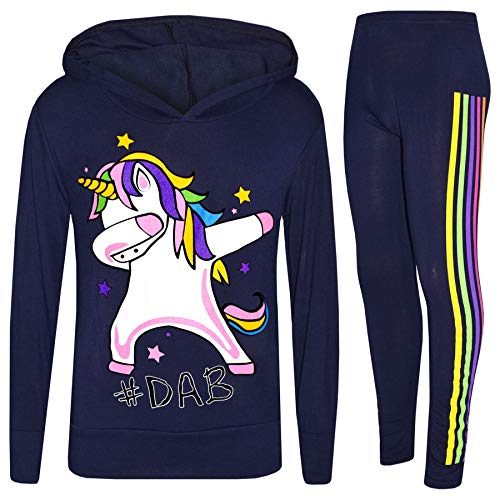 A2Z 4 Kids Mädchen Trainingsanzug Regenbogen Unicron - Unicorn Hooded Set 227 Navy 9-10 von A2Z 4 Kids