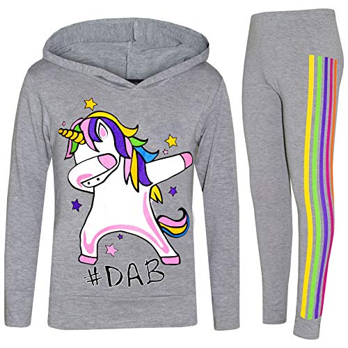A2Z 4 Kids Mädchen Trainingsanzug Regenbogen Unicron - Unicorn Hooded Set 227 Grey 11-12 von A2Z 4 Kids