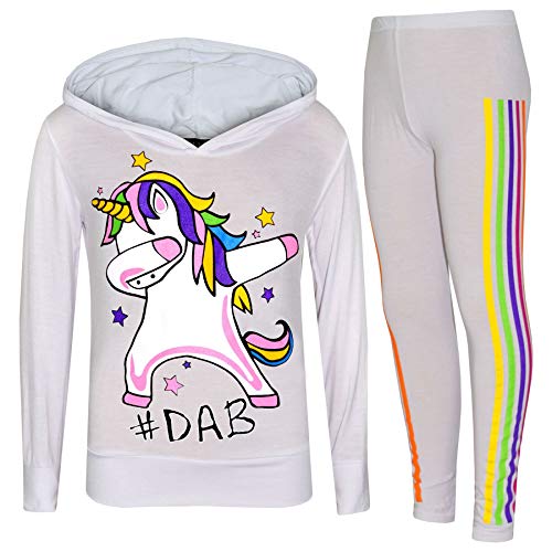 A2Z 4 Kids Kinder Mädchen Trainingsanzug Designer Regenbogen - Unicorn Hooded Set 227 White 9-10 von A2Z 4 Kids