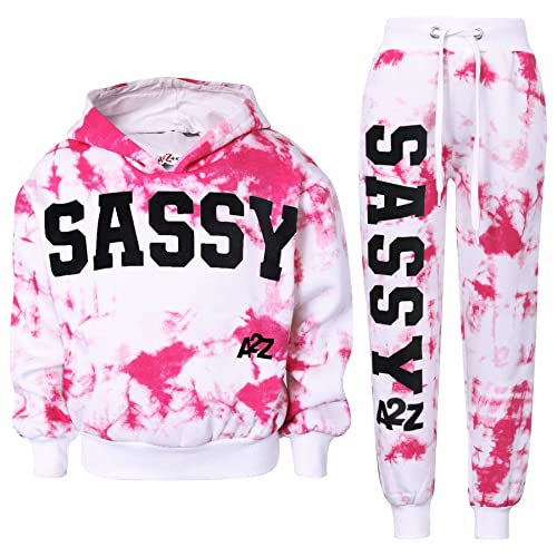 A2Z 4 Kids Kinder Mädchen Trainingsanzug Designer Tie Dye Sassy Aufdruck - T.S Crop Sassy Pink 11-12 von A2Z 4 Kids