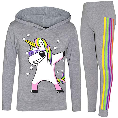 A2Z 4 Kids Kinder Mädchen Trainingsanzug Grau - Unicorn Hooded Set 225 Grey_11-12 von A2Z 4 Kids