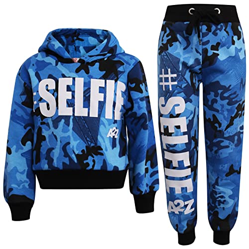 A2Z 4 Kids Kinder Mädchen Trainingsanzug # Selfie Aufdruck - T.S Crop #Selfie Camo Blue 9-10 von A2Z 4 Kids