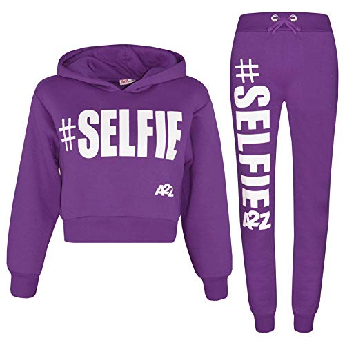 A2Z 4 Kids Kinder Mädchen Trainingsanzug # Selfie Aufdruck - T.S Crop #Selfie Purple 11-12 von A2Z 4 Kids