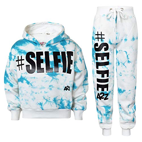 A2Z 4 Kids Kinder Mädchen Trainingsanzug # Selfie Aufdruck - T.S Crop #Selfie Tie Dye Blue 11-12 von A2Z 4 Kids