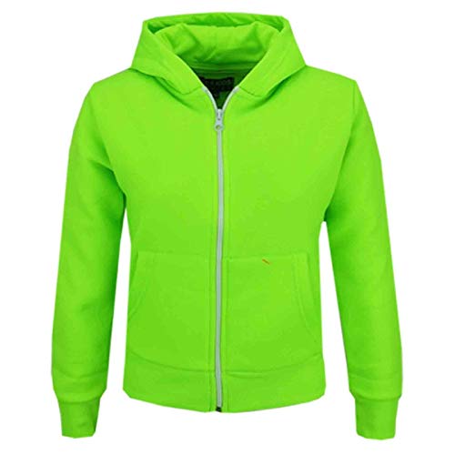 A2Z 4 Kids Kinder Mädchen & Jungen Unisex Einfach Vlies Kapuzenpullover Reißverschluss - Zipper Neon Green 11-12 von A2Z 4 Kids