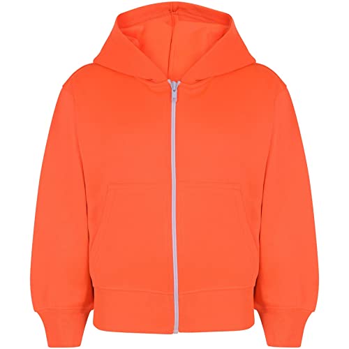 A2Z 4 Kids Kinder Mädchen & Jungen Unisex Einfach Vlies Kapuzenpullover Reißverschluss - Zipper Neon Orange 11-12 von A2Z 4 Kids