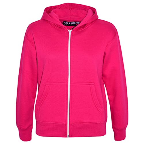 A2Z 4 Kids Kinder Mädchen & Jungen Unisex Einfach Vlies Kapuzenpullover Reißverschluss - Zipper Pink 7-8 von A2Z 4 Kids