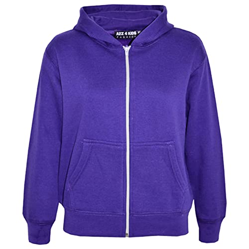 A2Z 4 Kids Kinder Mädchen & Jungen Unisex Einfach Vlies Kapuzenpullover Reißverschluss - Zipper Purple 7-8 von A2Z 4 Kids