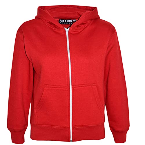 A2Z 4 Kids Kinder Mädchen & Jungen Unisex Einfach Vlies Kapuzenpullover Reißverschluss - Zipper Red 9-10 von A2Z 4 Kids