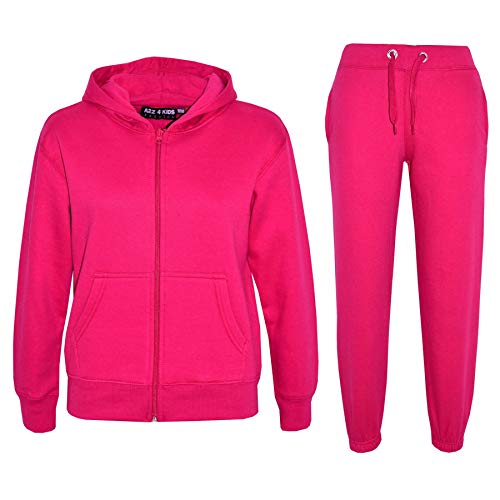 A2Z 4 Kids Plain Tracksuit Hoodie Mit Jogger Jogging Anzug Jogginghose - Plain Tracksuit Pink 11-12 von A2Z 4 Kids