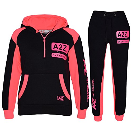 A2Z 4 Kids Kinder Trainingsanzug Jungen Mädchen A2Z NY DELUXE Edition Aufdruck - T.S A2Z NY 001 Black Neon Pink 7-8 von A2Z 4 Kids