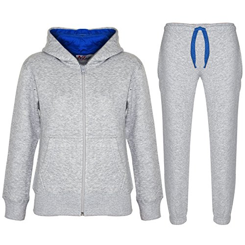 A2Z 4 Kids Kinder Trainingsanzug Mädchen Jungen Vlies - T.S Contrast Trim Grey Blue 5-6 von A2Z 4 Kids