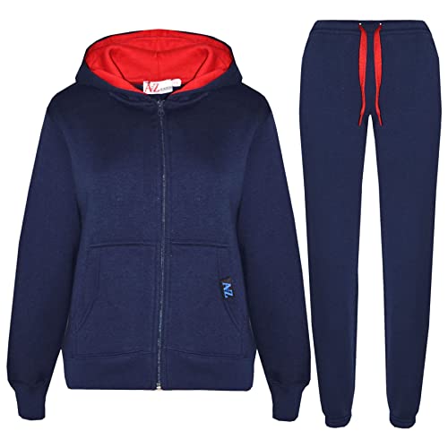 A2Z 4 Kids Kinder Trainingsanzug Mädchen Jungen Vlies - T.S Contrast Trim Navy & Red 7-8 von A2Z 4 Kids