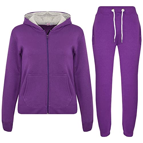 A2Z 4 Kids Kinder Trainingsanzug Mädchen Jungen Vlies - T.S Contrast Trim Purple & Grey 5-6 von A2Z 4 Kids