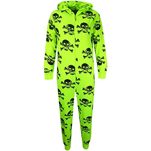 A2Z 4 Kids Kinder Unisex Mädchen Jungen Schädel & Kreuzknochen - Cotton Onesie Skull Neon Green 11-12 von A2Z 4 Kids