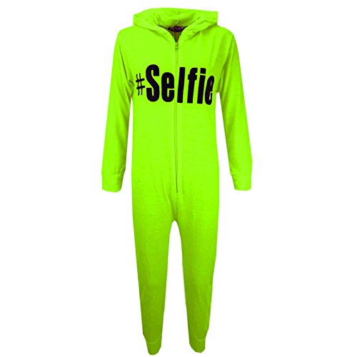 Kinder Mädchen Jungen Unisex Einteiler "Selfie"-Aufdruck, Sommer, Alter 7, 8, 9, 10, 11, 12, 13 Jahre Gr. 7-8 Jahre, neon green von A2Z 4 Kids