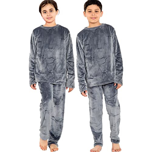 A2Z 4 Kids Kinder Warm Vlies Twosie Rundhalsausschnitt Pyjama - PJS 216 Charcoal 9-10 von A2Z 4 Kids