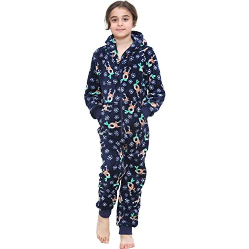 A2Z 4 Kids Kinder Weihnachten Rudolf Drucken Onesie Weich Pyjama - E.Soft Rudolph Navy 11-12 von A2Z 4 Kids