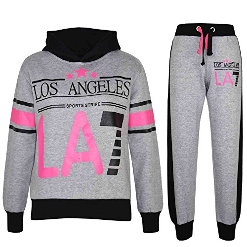 A2Z 4 Kids LA7 Trainingsanzug Kapuzenpullover Mit Jogger Jogginghose Zwei Farbe Satz Sport - T.S LA7 Grey & Black 13 von A2Z 4 Kids
