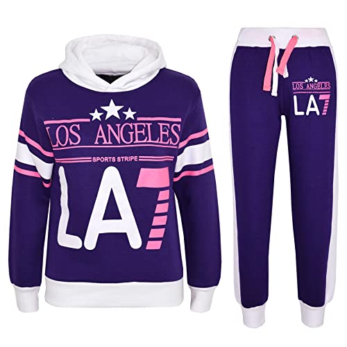 A2Z 4 Kids LA7 Trainingsanzug Kapuzenpullover Mit Jogger Jogginghose Zwei Farbe Satz Sport - T.S LA7 Purple 7-8 von A2Z 4 Kids